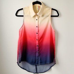 Sace Ombre Sleeveless Button Down Blouse Sz S